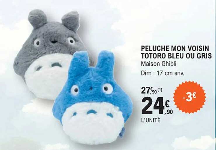 peluche mon voisin totoro bleu ou gris