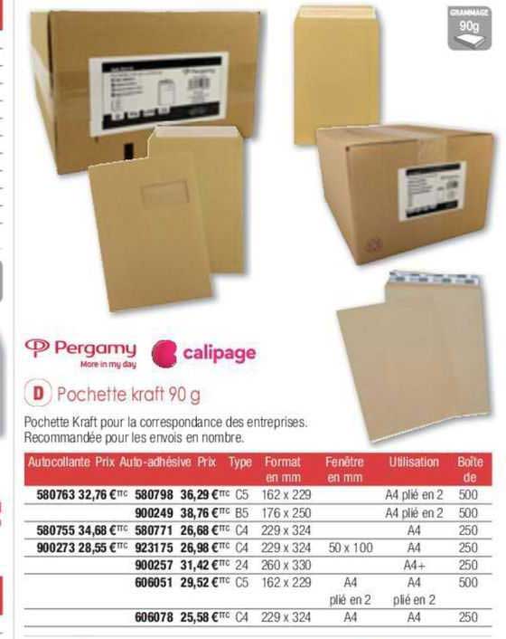 pergamy ou calipage pochette kraft 90g