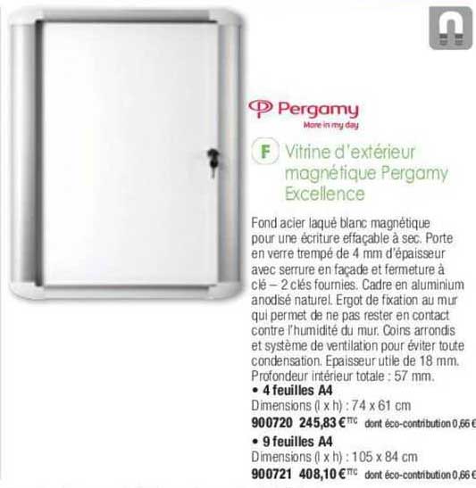 pergamy vitrine d'extérieur magnétique pergamy excellence