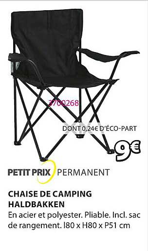 petit prix permanent chaise de camping haldbakken