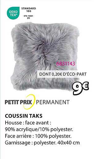 petit prix permanent coussin taks