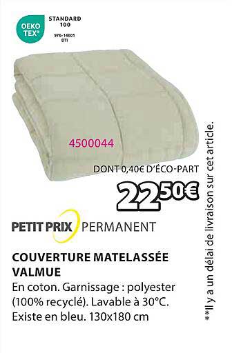 petit prix permanent couverture matelassée valmue