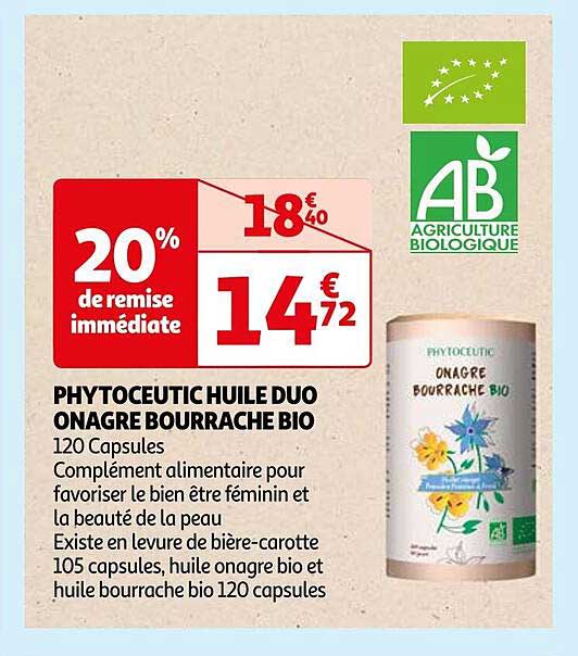 Phytoceutic Huile Duo Onagre Bourrache Bio