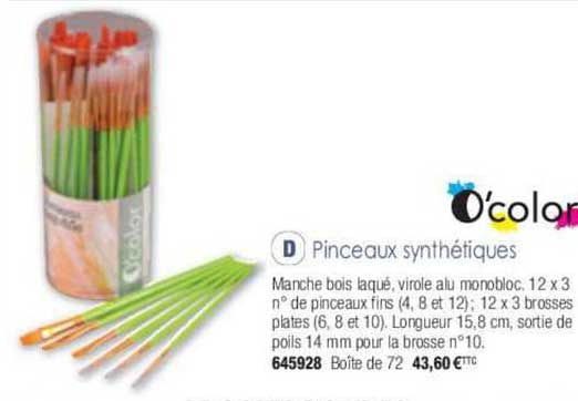 pinceaux sythétiques o'color