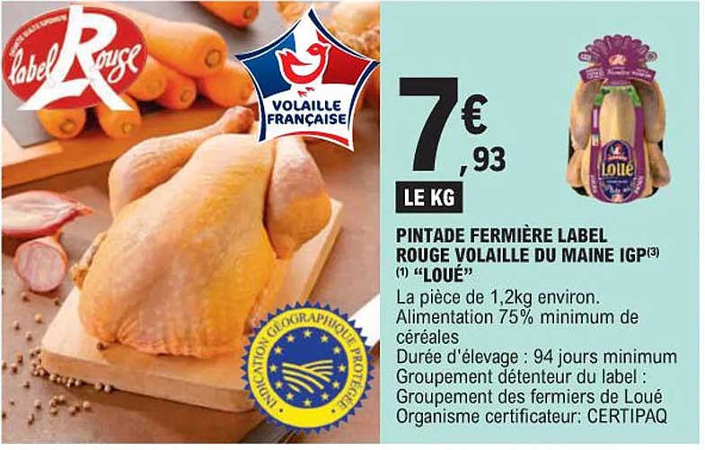Pintade Fermière Label Rouge Volaille Du Maine Igp "loué"