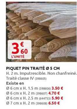 piquet pin traité ø 5 cm