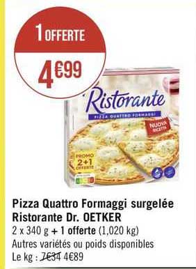 pizza quatro formaggi surgelée ristorante dr. oetker