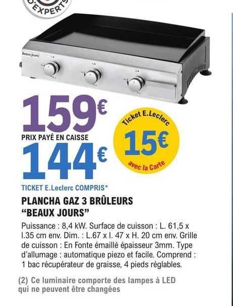 plancha gaz 3 brûleurs "beaux jours"