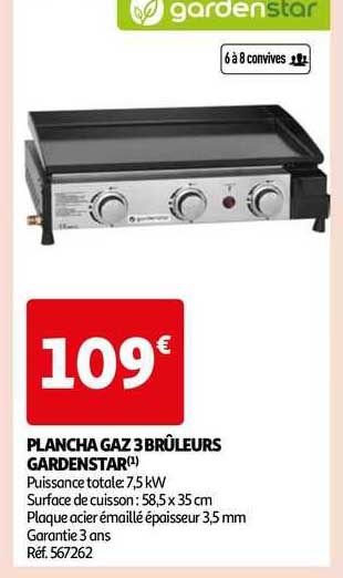 plancha gaz 3 brûleurs gardenstar