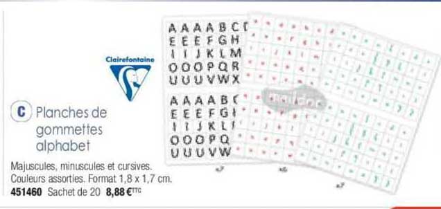 planches de gommettes alphabet