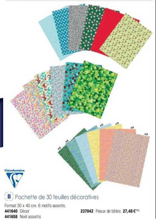 pochette de 30 feuilles décoratives