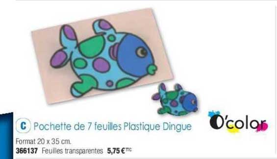 pochette de 7 feuilles plastique dingue o'color