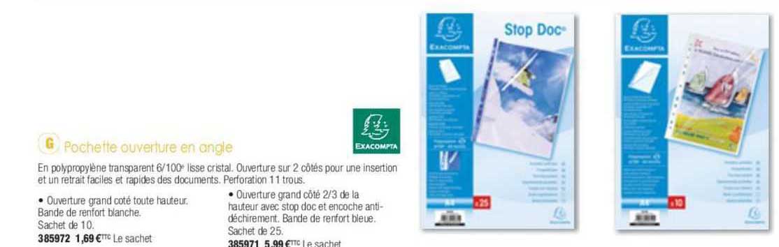 pochette ouverture en angle