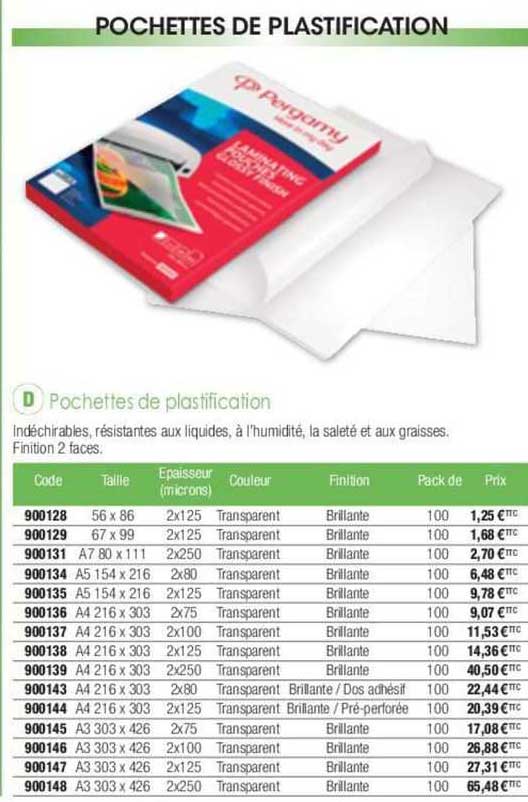 pochettes de plastification