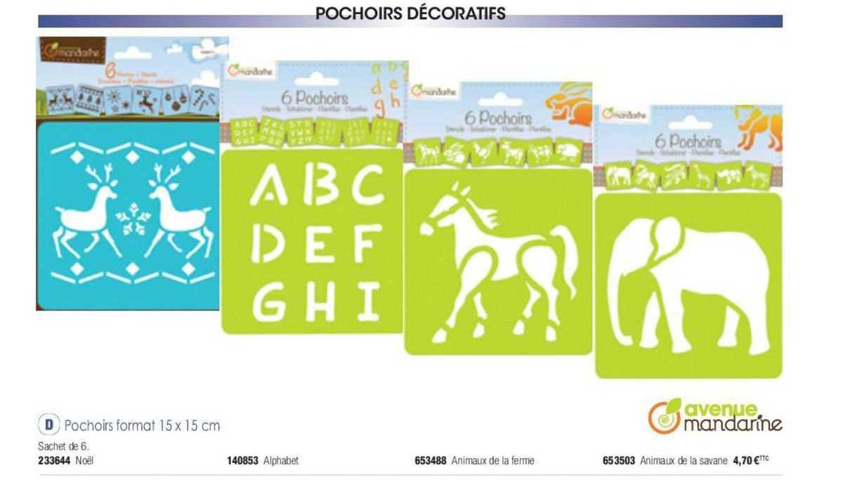 pochoirs format 15 x 15 cm avenue mandarine