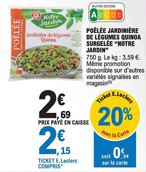 poêlée jardinière de légumes quinoa surgelée "notre jardin"