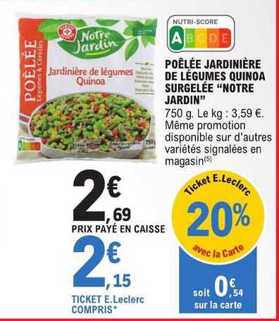 poêlée jardinière de légumes quinoa surgelée "notre jardin"