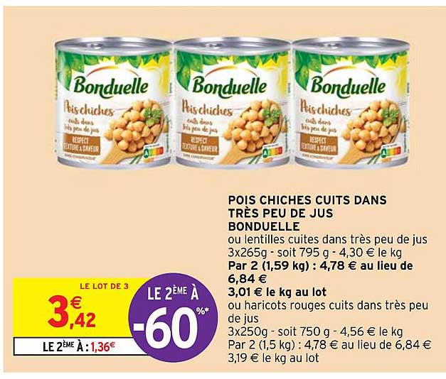 pois chiches cuits dans très peu jus bonduelle