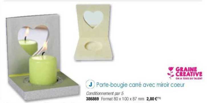 porte-bougie carré avec miroir coeur graine creative