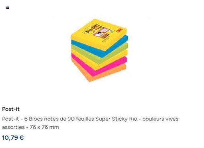 post-it - 6 blocs notes de 90 feuilles super sticky rio