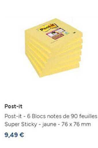 post-it - 6 blocs notes de 90 feuilles super sticky