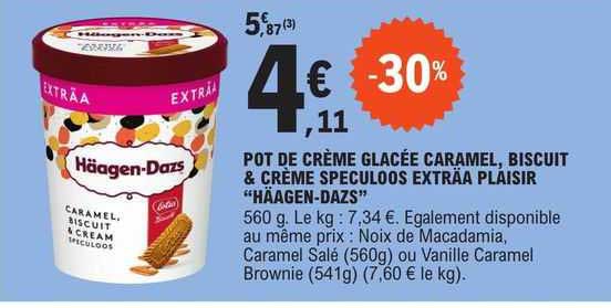 pot de crème glacée caramel, biscuit & crème speculoos extra plaisir "häagen-dazs"