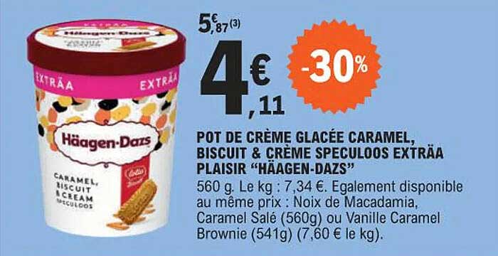 pot de crème glacée caramel biscuit & crème speculoos exträa plaisir "häagen-dazs"
