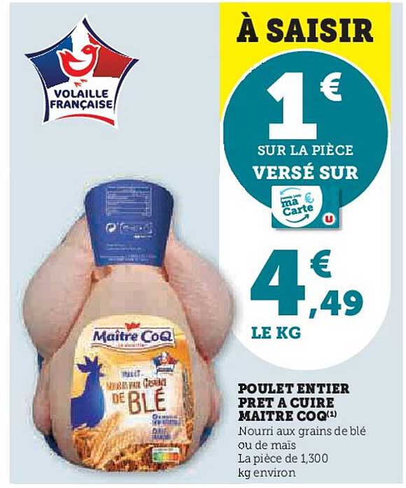 poulet entier pret à cuire maitre coq