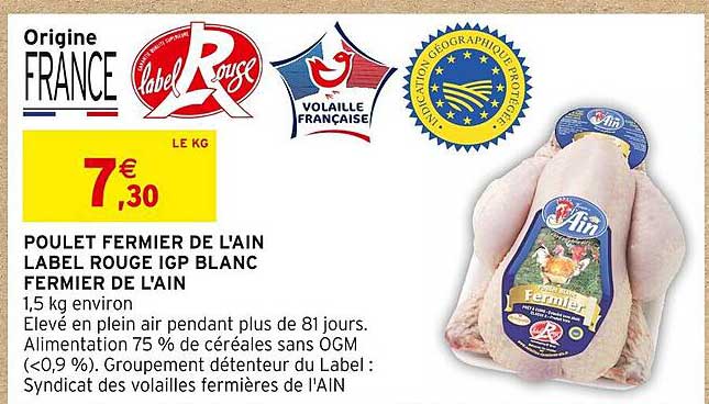 poulet fermier de l'ain label rouge igp blanc fermier de l'ain