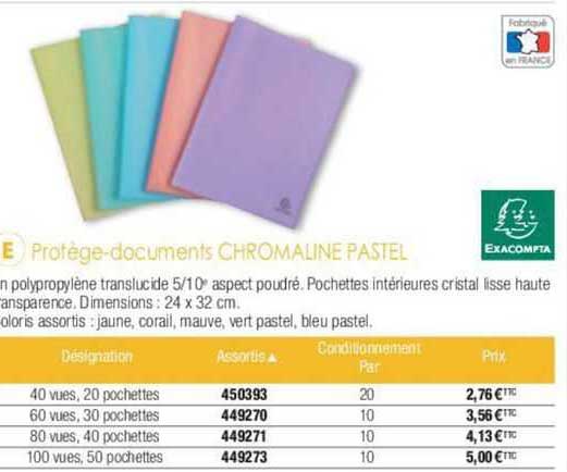 protège-documents chromaline pastel exacompta