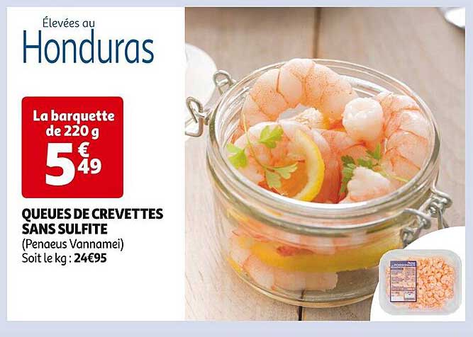 queues de crevettes sans sulfite