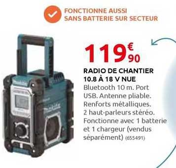 radio de chantier 10.8 à 18  v nue