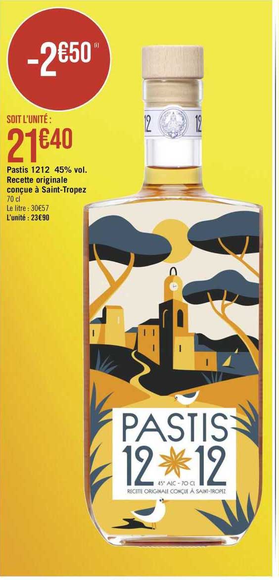 pastis 1212 45% vol. recette originale conçue à saint-tropez