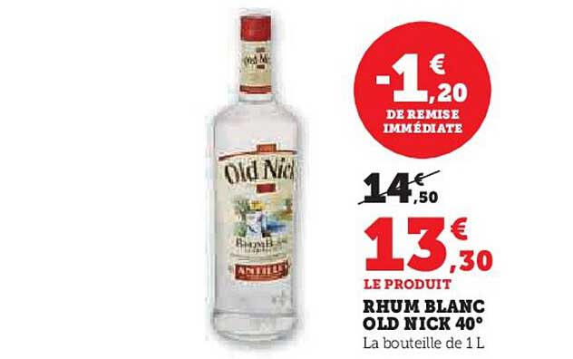 rhum blanc old nick 40°