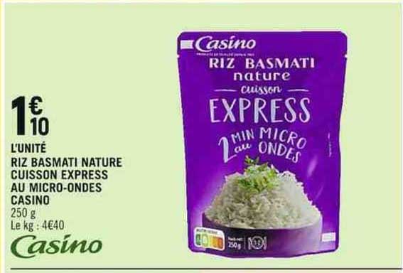 riz basmati nature cuisson express au micro-ondes casino