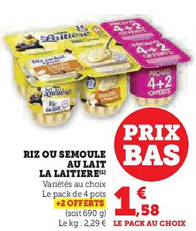 Riz Ou Semoule Au Lait La Laitire