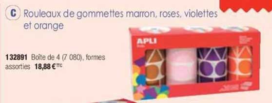 rouleaux de gommettes marron, roses, violettes et orange