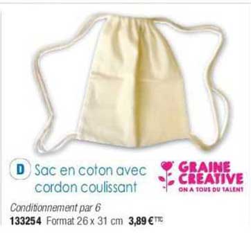 sac en coton avec cordon coulissant graine créative