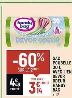 sac poubelle 30 l avec lien devoir odeur handy bag
