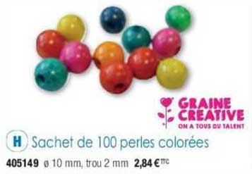 sachet de 100 perles colorées graine creative
