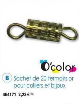 sachet de 20 fermoirs or pour colliers et bijoux o'color