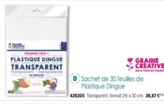 sachet de 30 feuilles de plastique dingue graine créative