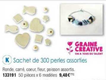 sachet de 300 perles assorties graine creative