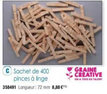 sachet de 400 pinces à linge graine créative