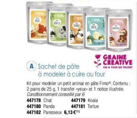 sachet de pâte à modeler à cuire au four graine creative
