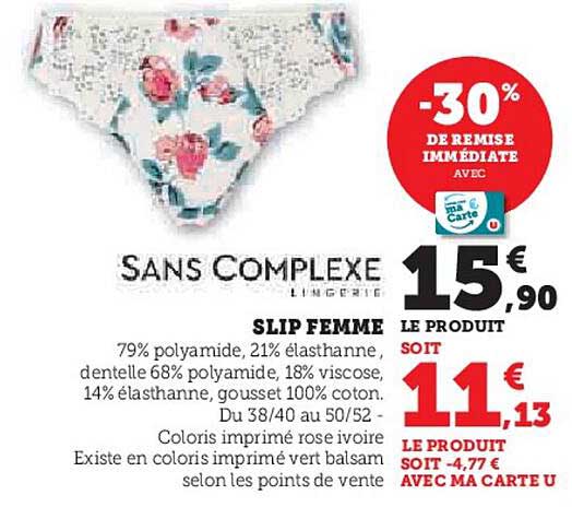 sans complexe slip femme