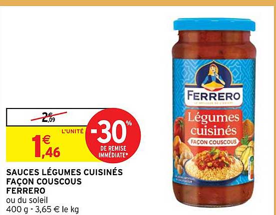 sauces légumes cuisinés façon couscous ferrero