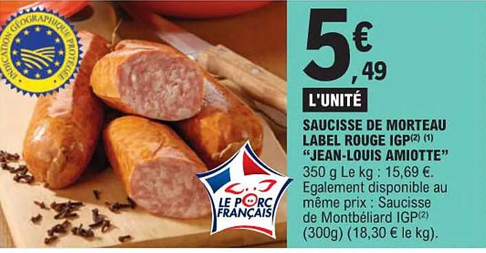 saucisse de morteau label rouge igp "jean-louis amiotte"