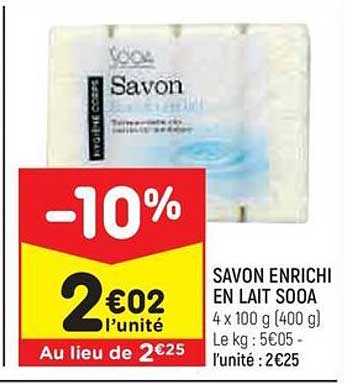 savon enrichi en lait sooa