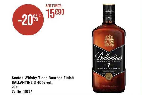 scotch whisky 7 ans bourbon finish ballantine's 40% vol.